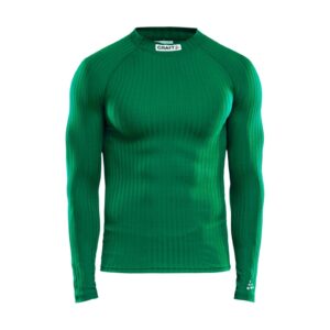 Camiseta Craft Progress Baselayer manga larga verde vista de frente sobre fondo blanco