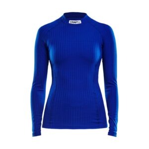 Camiseta de mujer Craft Progress Baselayer manga larga azul cobalto vista de frente sobre fondo blanco