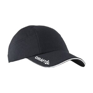 Gorra para correr Craft Running Cap negra vista de frente con logo Craft