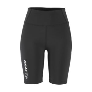 Licra corta Craft Rush 2.0 Short Tights negra para mujer vista de frente sobre fondo blanco