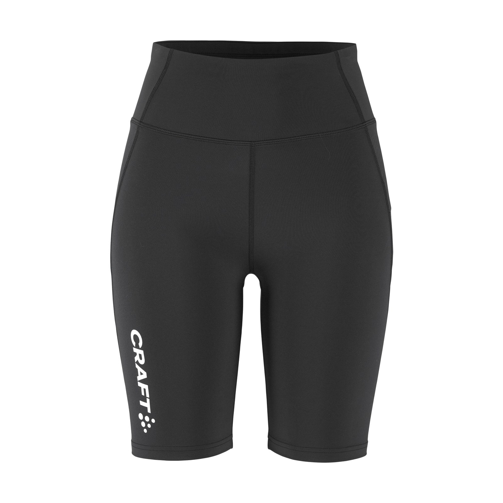 1714 img 1 4 fondo blanco Licra corta Craft Rush 2.0 Short Tights negra para mujer vista de frente sobre fondo blanco