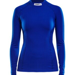 Camiseta de mujer Craft Progress Baselayer manga larga azul cobalto vista de frente sobre fondo blanco