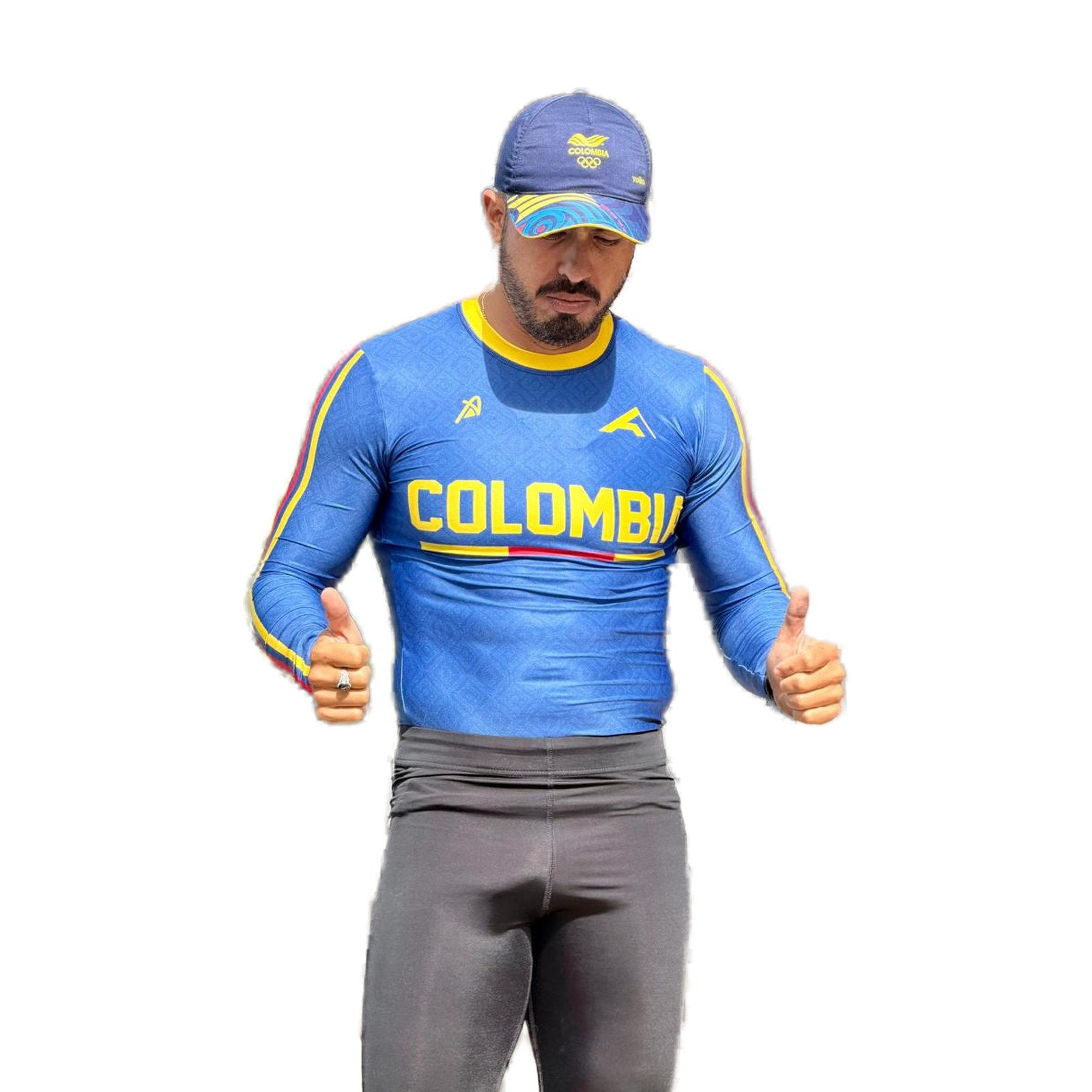 blanco frente Camiseta Colombia Altor azul frente