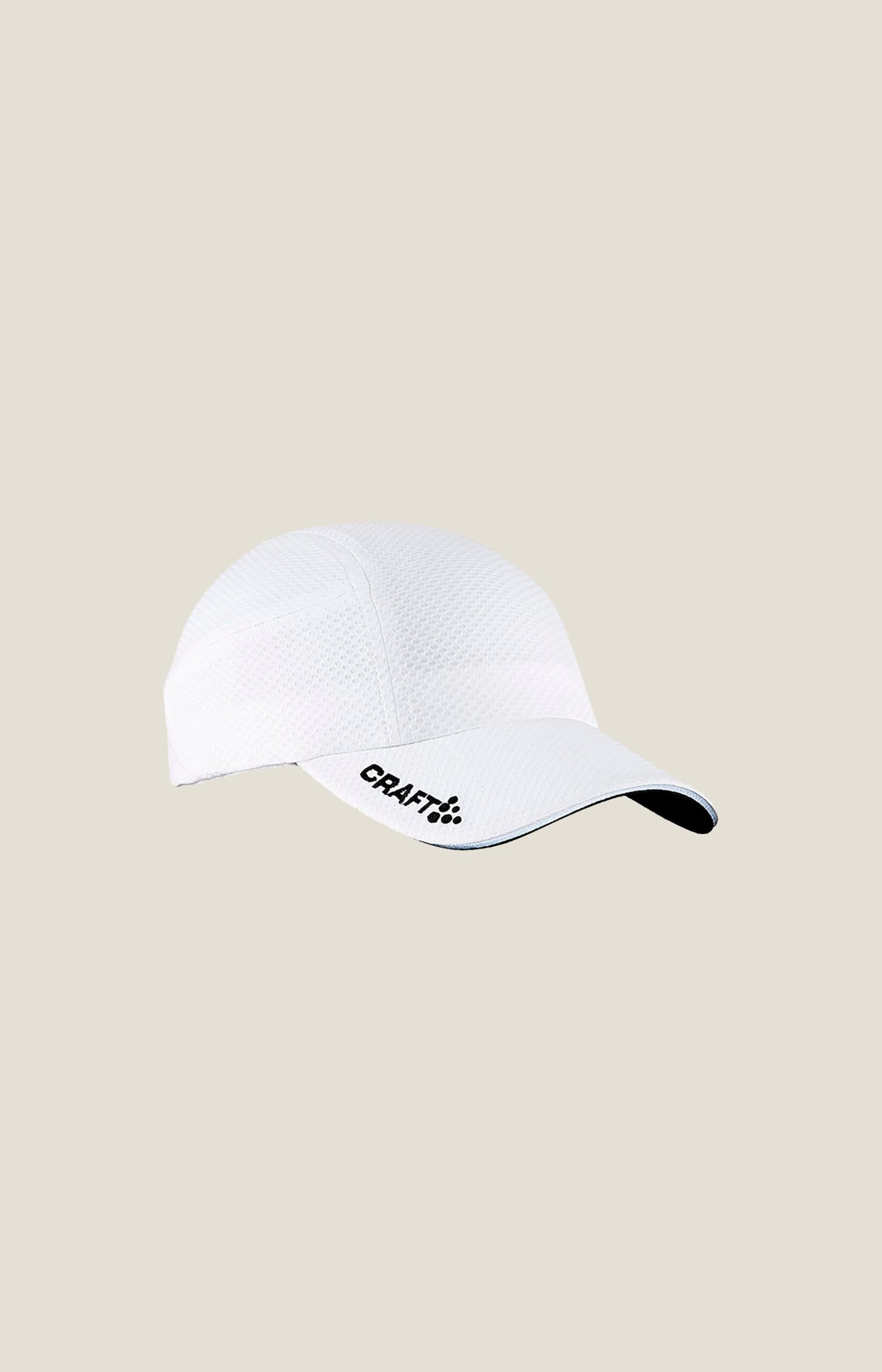 blanco img 1 Gorra para correr Craft Running Cap blanca vista de frente con logo Craft